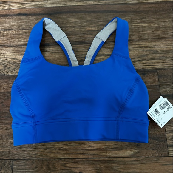 lululemon athletica Other - Lululemon Power Through Bra Blazer Blue Womens Sz 4 NEW Athletic Sports Bra NWT